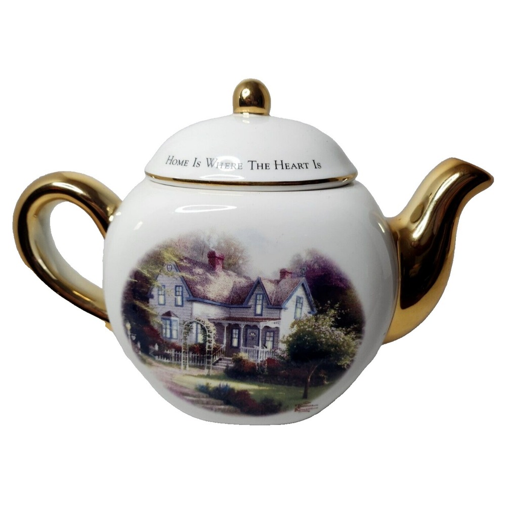 VTG Thomas Kinkade Painter Of Light‎ Home Is Where The Heart Is Ceramic Teapot